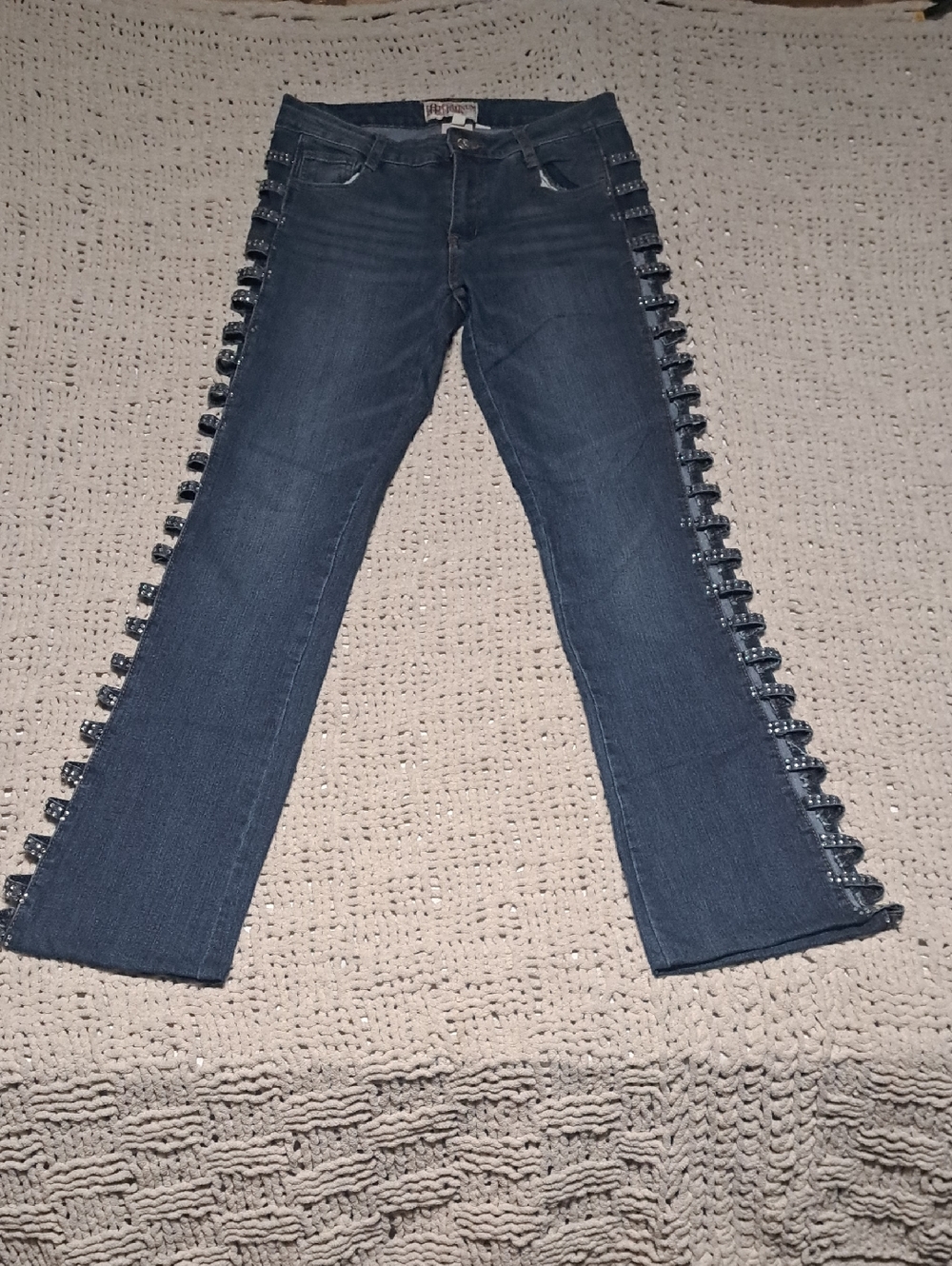 380 - Platinum plush Dark Blue Women’s Jeans with Unique  Side Detail